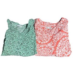 Croft & Barrow bungle of 2 floral blouses tops women’s small petite